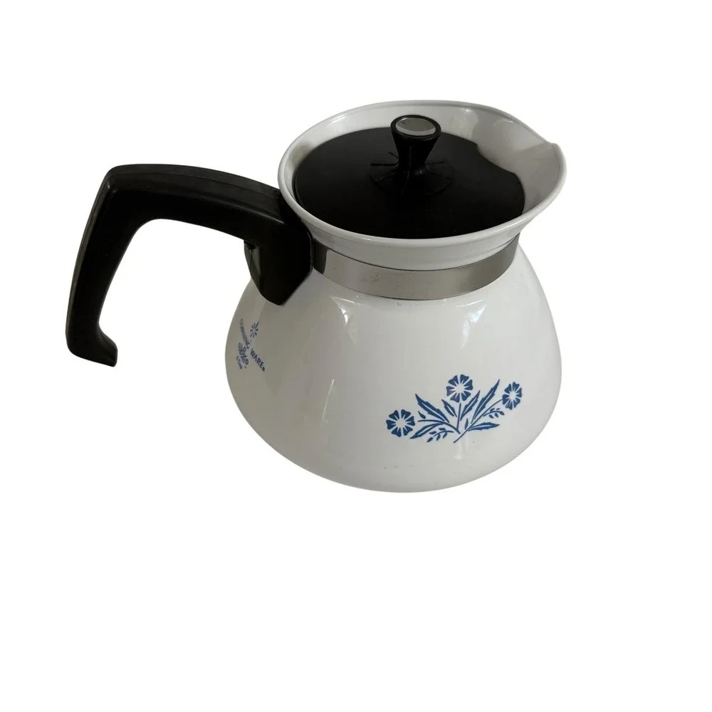 Vintage Corning Ware Blue Cornflower 6 Cup Tea Pot Kettle w/ Lid P-104 MCM 1960s